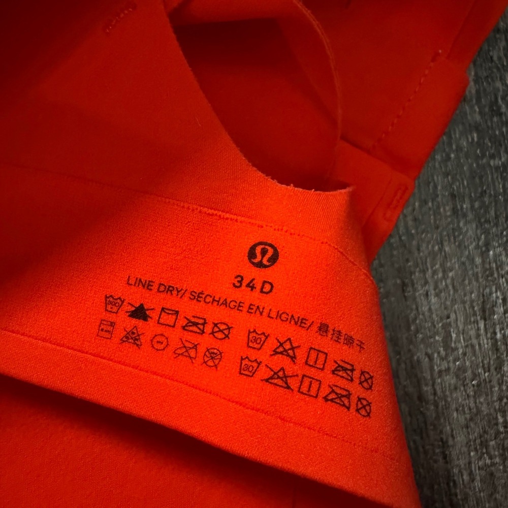 Lululemon Front Zip Sports Bra Womens 34D Orange High Impact Criss Cross Back - Picture 4 of 4
